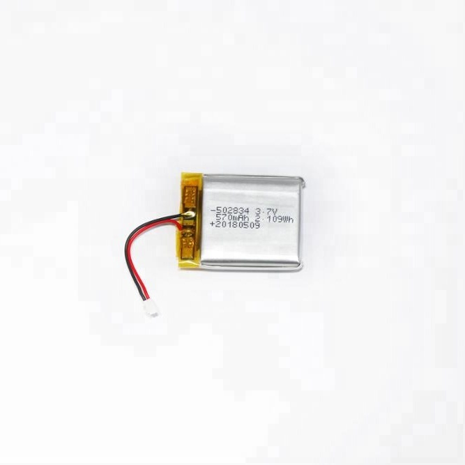 Custom lipo battery pack 502834 3.7V 570mAh rechargeable lithium polymer battery