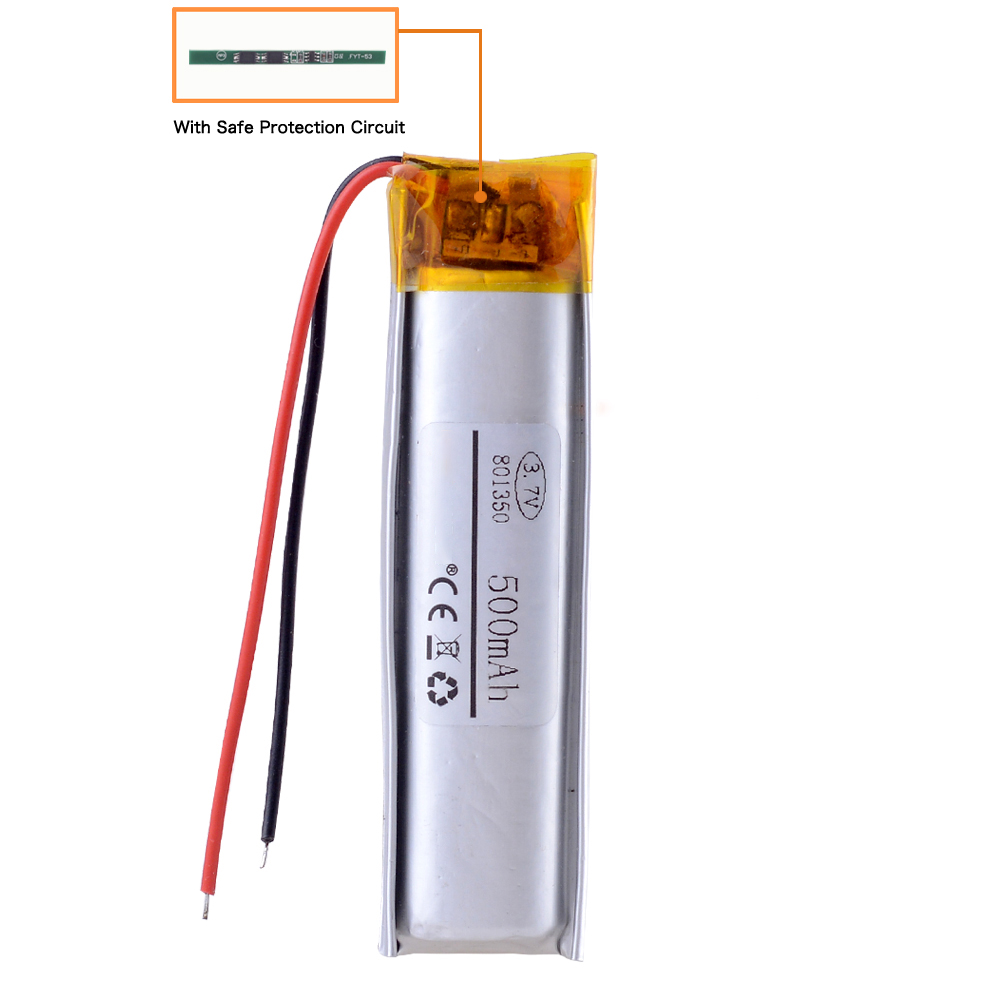 801350 Lithium Polymer Battery, Lithium Polymer Battery, Li Ion Polymer Battery 3.7 V 500mah