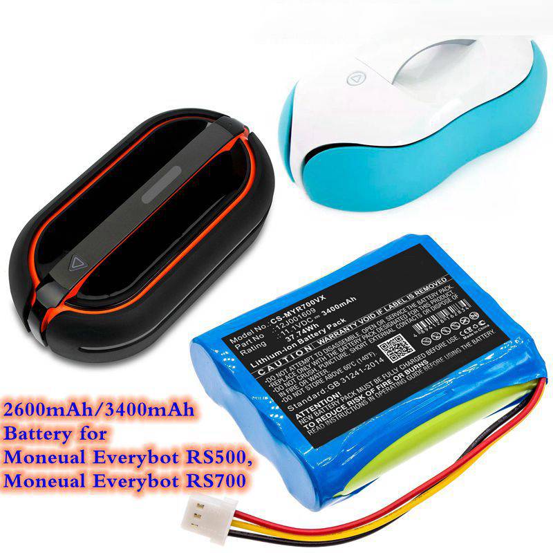 11.1v Rechargeable Li-ion Battery Pack 2600mah 3400mah 12v Lithium Ion Cell For Moneual Everybot RS5
