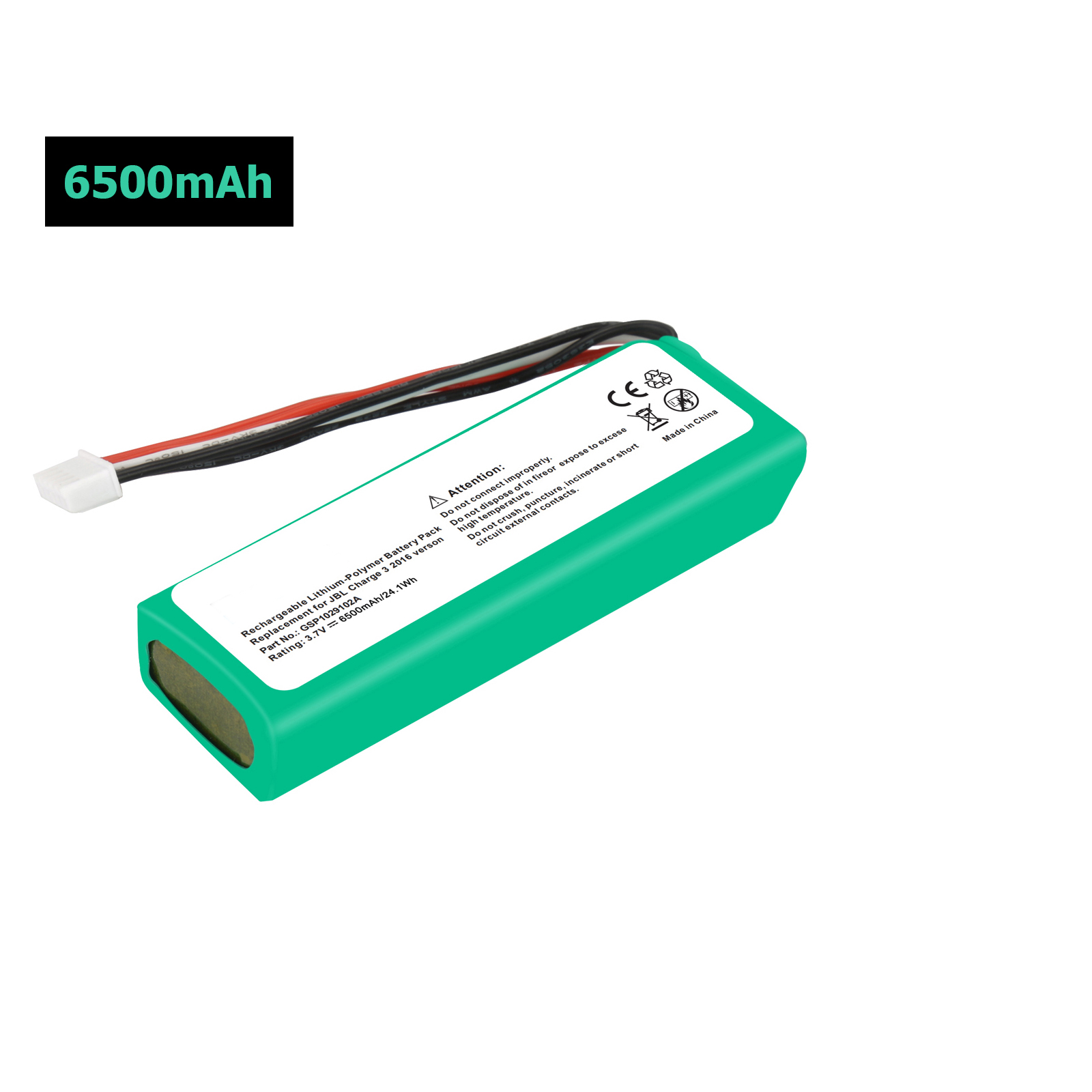 3.7V 6500mAh Battery Bateria GSP1029102A for Charge 3 Replacement for Loudspeaker Speaker Energy Sto