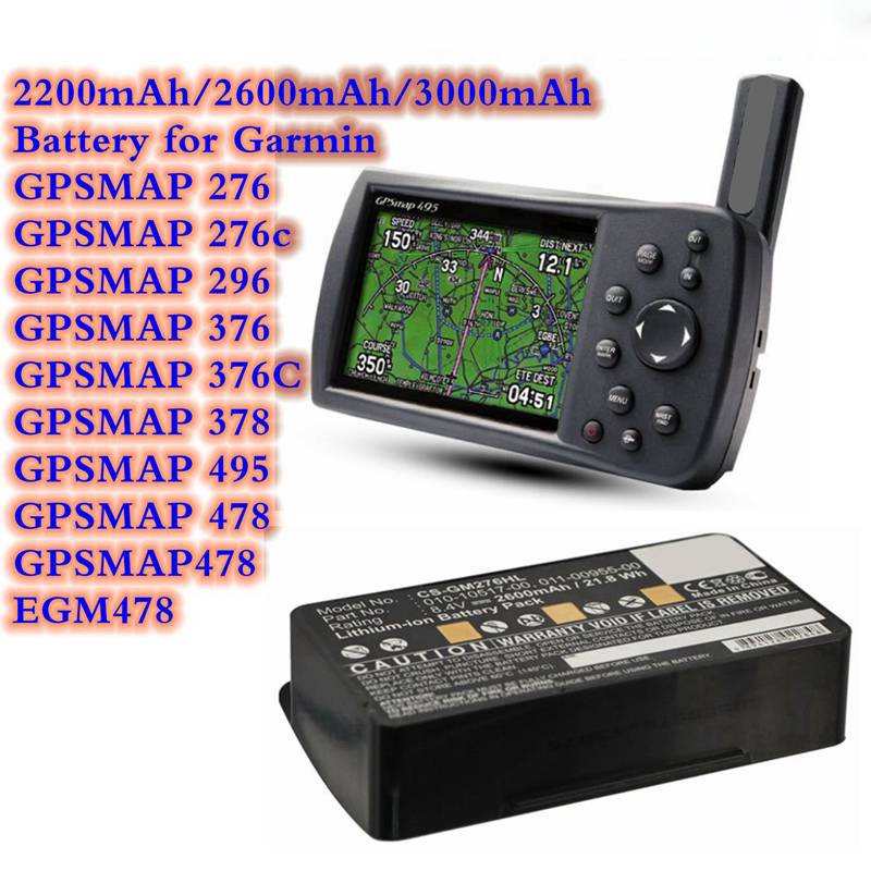 GPS Navigator Battery 2200mAh 2600mAh 3000mAh 010-10517-00 GPSMAP 276,276c,296,376C,378,478,495,EGM478,010-00543-00 Lipo Battery
